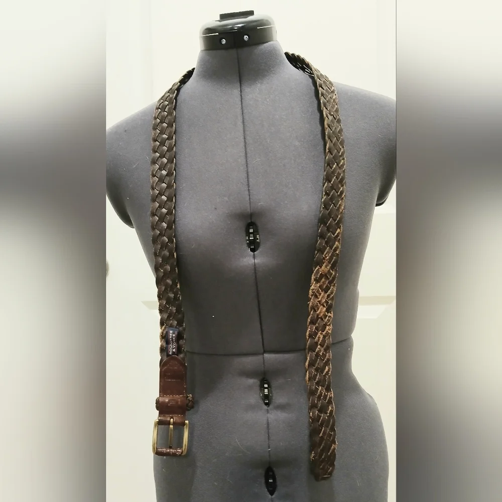 Men's Roundtree & Yorke‎ Brown Leather Braided Belt